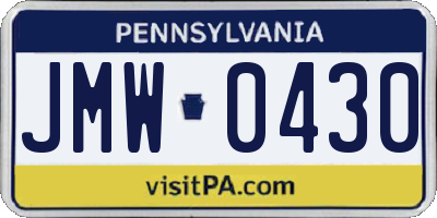 PA license plate JMW0430