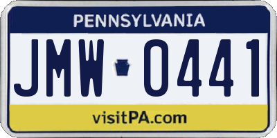 PA license plate JMW0441