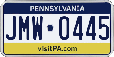 PA license plate JMW0445