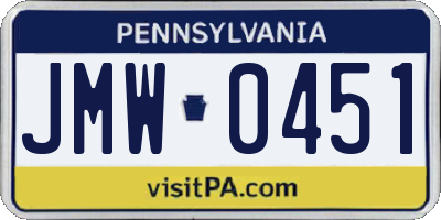 PA license plate JMW0451