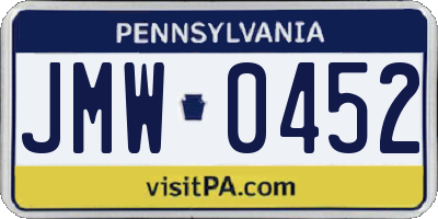 PA license plate JMW0452