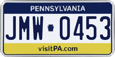 PA license plate JMW0453
