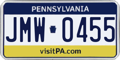 PA license plate JMW0455