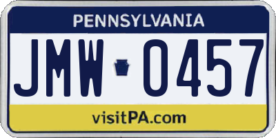 PA license plate JMW0457