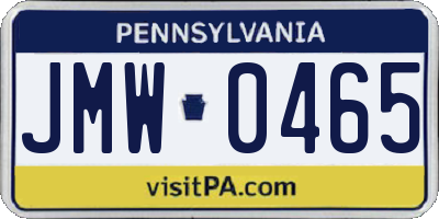 PA license plate JMW0465