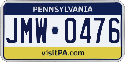 PA license plate JMW0476