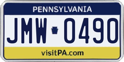 PA license plate JMW0490