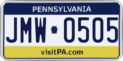 PA license plate JMW0505