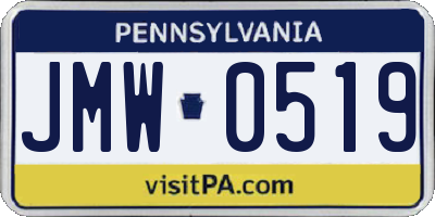 PA license plate JMW0519