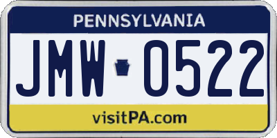 PA license plate JMW0522