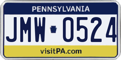 PA license plate JMW0524