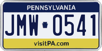 PA license plate JMW0541