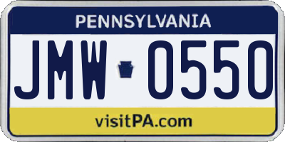 PA license plate JMW0550