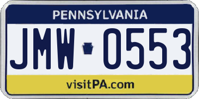 PA license plate JMW0553
