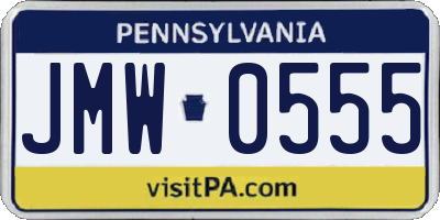 PA license plate JMW0555