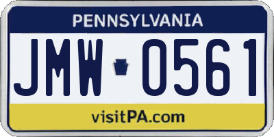 PA license plate JMW0561