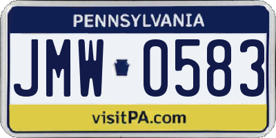 PA license plate JMW0583