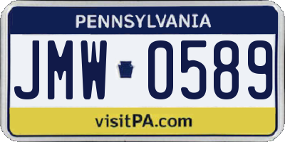 PA license plate JMW0589