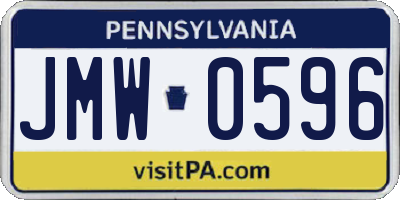 PA license plate JMW0596