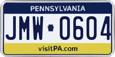 PA license plate JMW0604