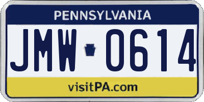 PA license plate JMW0614