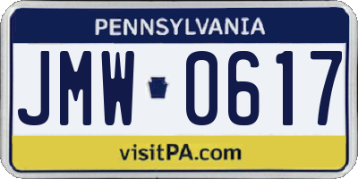PA license plate JMW0617