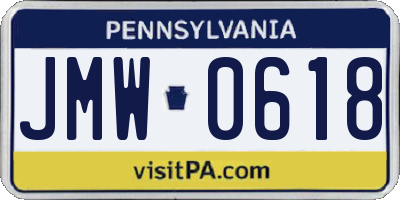 PA license plate JMW0618