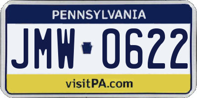 PA license plate JMW0622