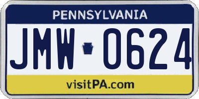 PA license plate JMW0624