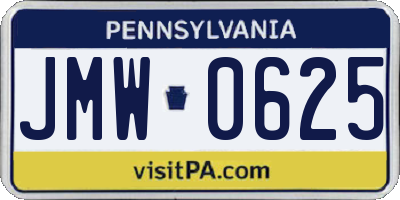 PA license plate JMW0625