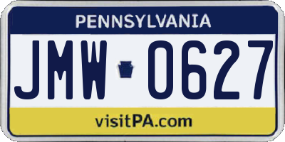 PA license plate JMW0627