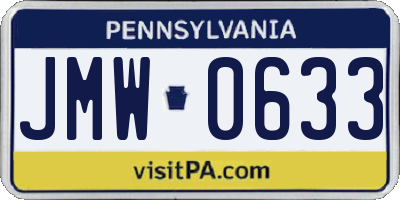 PA license plate JMW0633
