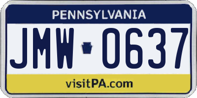 PA license plate JMW0637