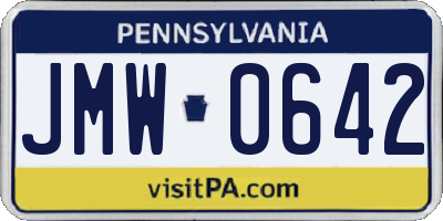 PA license plate JMW0642