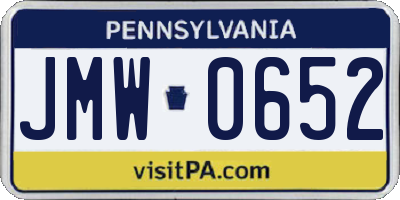 PA license plate JMW0652
