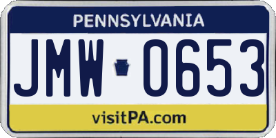PA license plate JMW0653