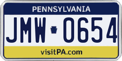 PA license plate JMW0654