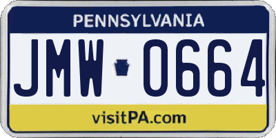 PA license plate JMW0664