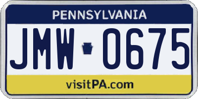 PA license plate JMW0675