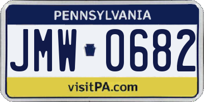 PA license plate JMW0682