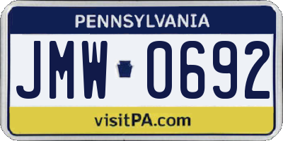 PA license plate JMW0692