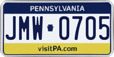 PA license plate JMW0705