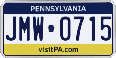 PA license plate JMW0715