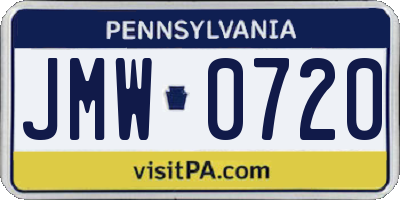 PA license plate JMW0720