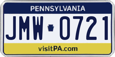 PA license plate JMW0721