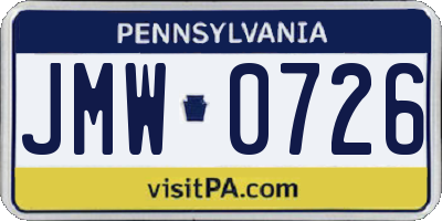 PA license plate JMW0726