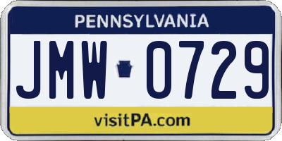 PA license plate JMW0729