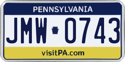 PA license plate JMW0743