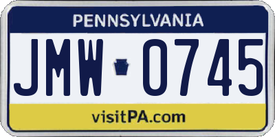 PA license plate JMW0745