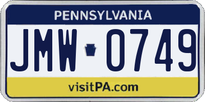 PA license plate JMW0749